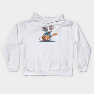 mouse playing a guitars Kids Hoodie